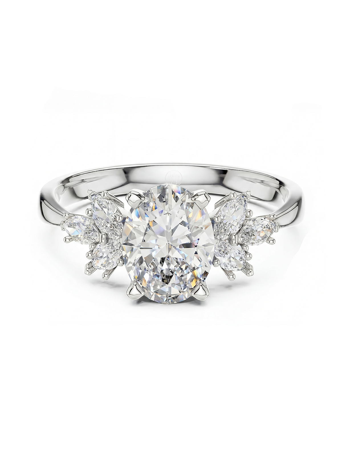 2.3CT | Oval Cut Floral Eternity Ring