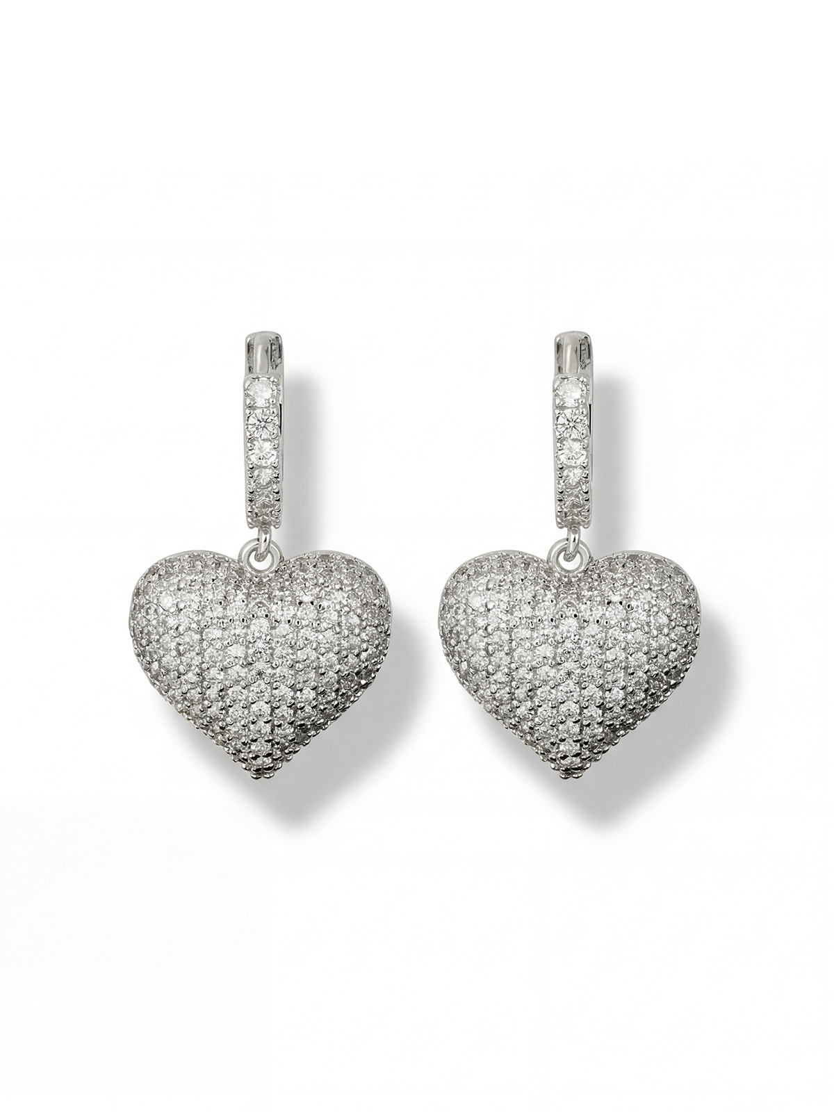 Heart-Shaped Earrings with Stones
