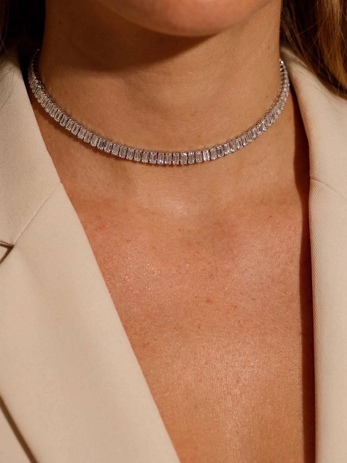 3MM | Choker Baguette Cut Su Yolu Kolye