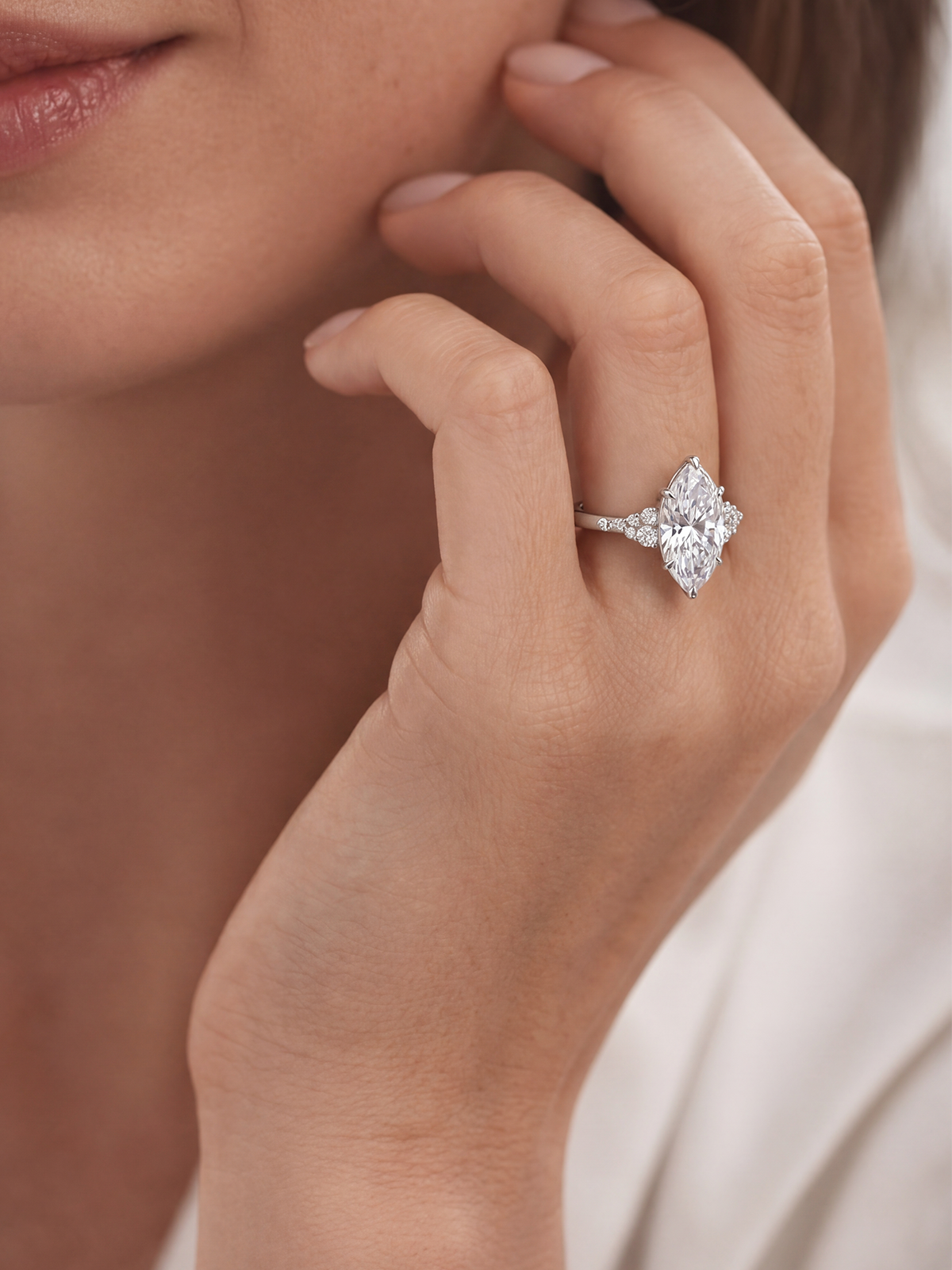 2.33CT Markiz Kesim Cluster Tektaş Yüzük