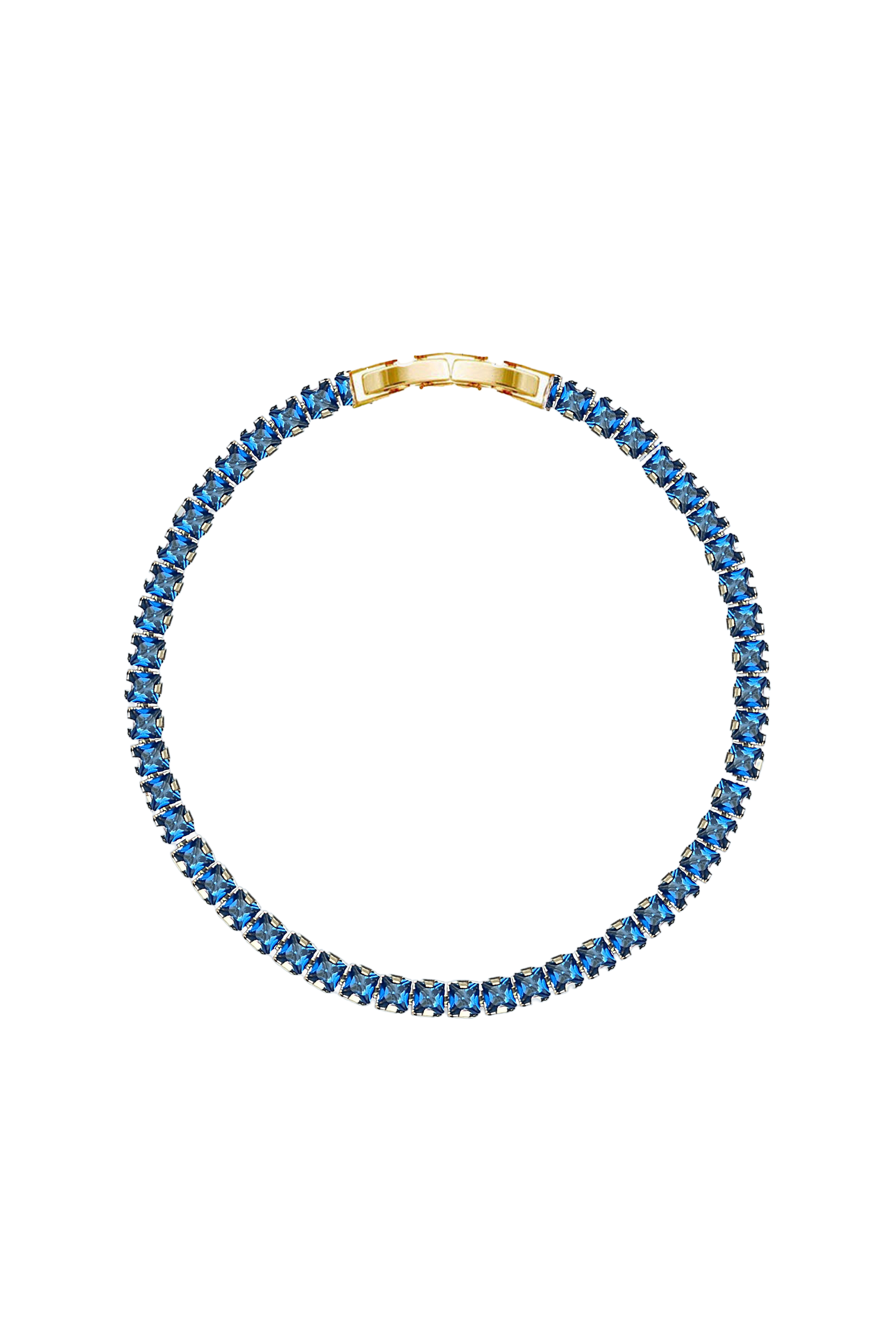 3MM | Navy Blue Princess Cut Bileklik |   Luxury Jewelry by  Atelier Duygu.