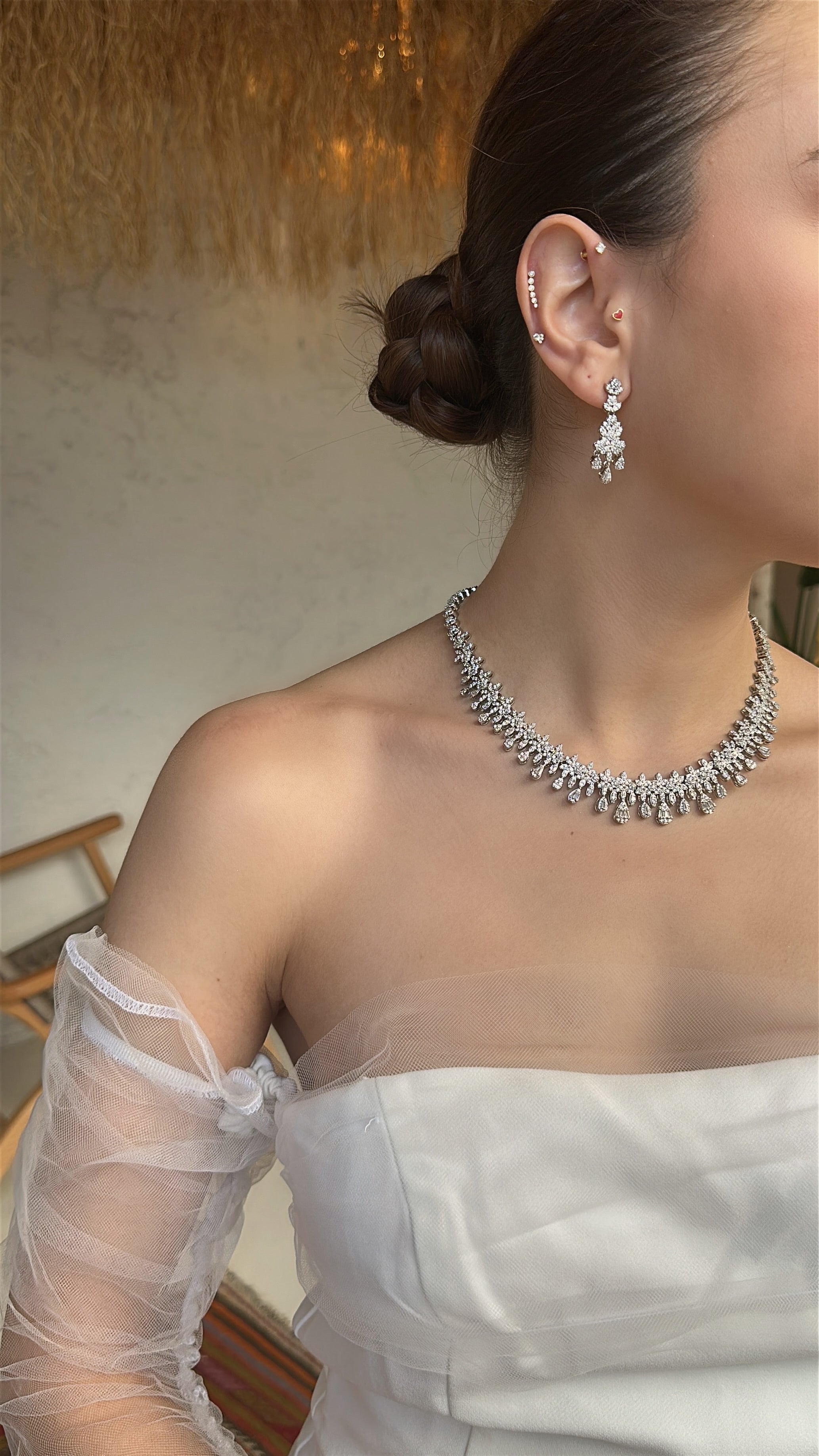 Ondine Kolye - Küpe - Bileklik - Yüzük Set