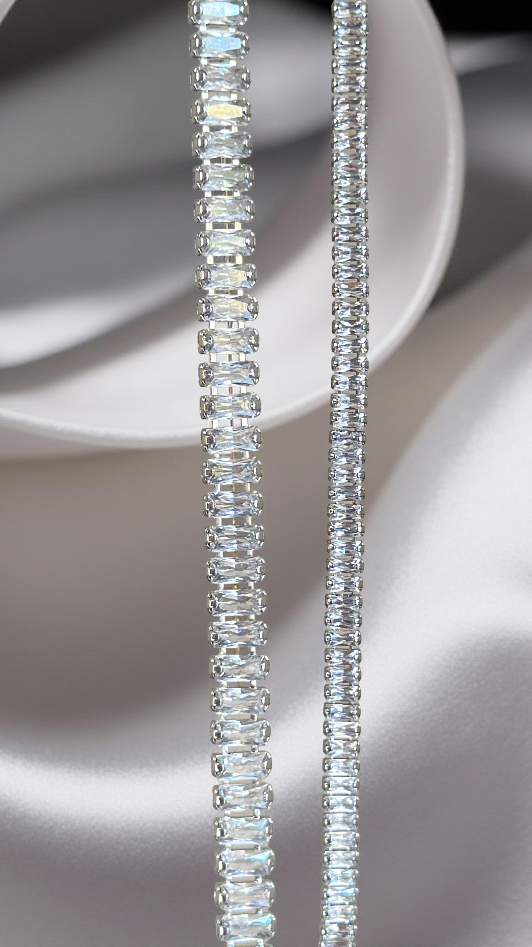 5MM | Choker Baguette Cut Su Yolu Kolye | Luxury Jewelry by Atelier Duygu.