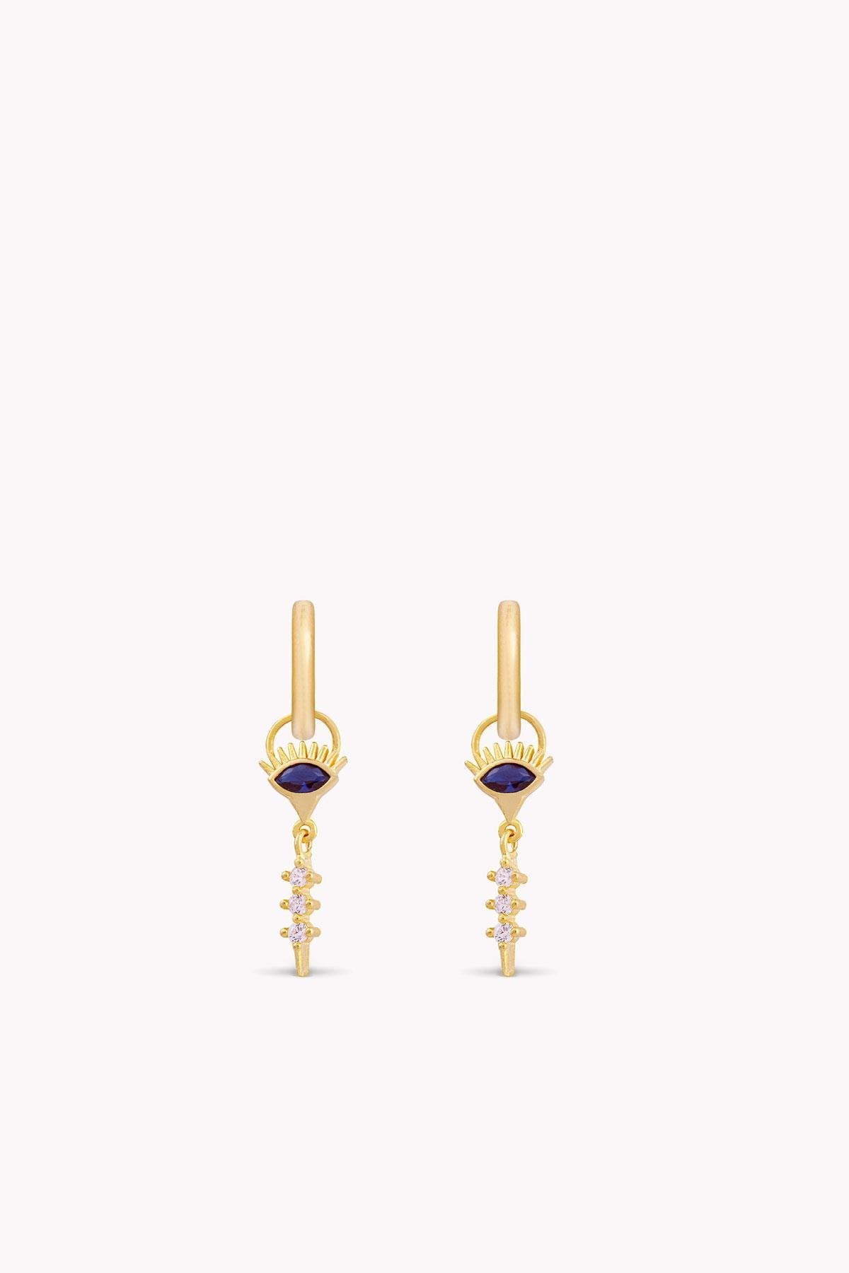 Navy Blue Eye Earrings