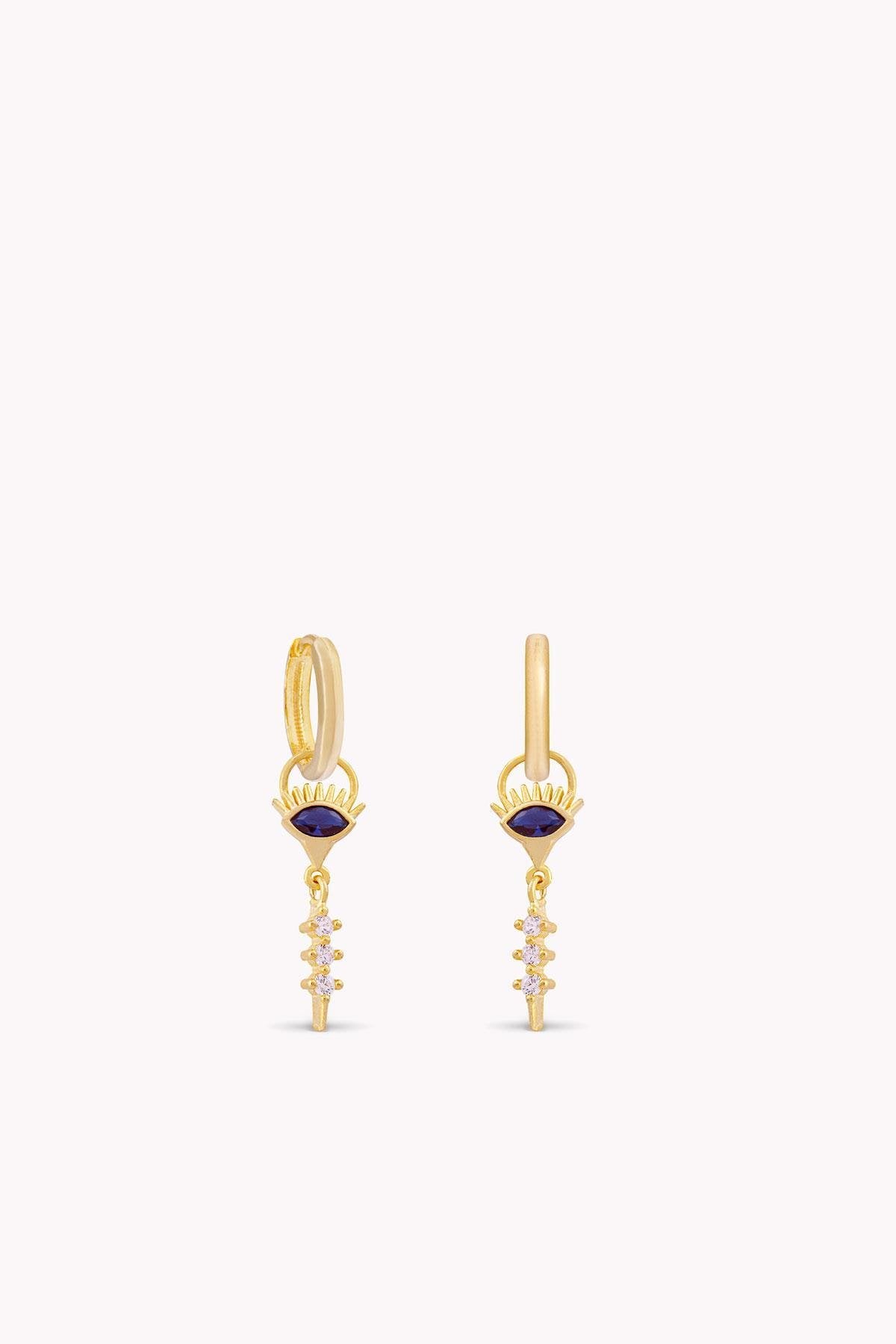 Navy Blue Eye Earrings