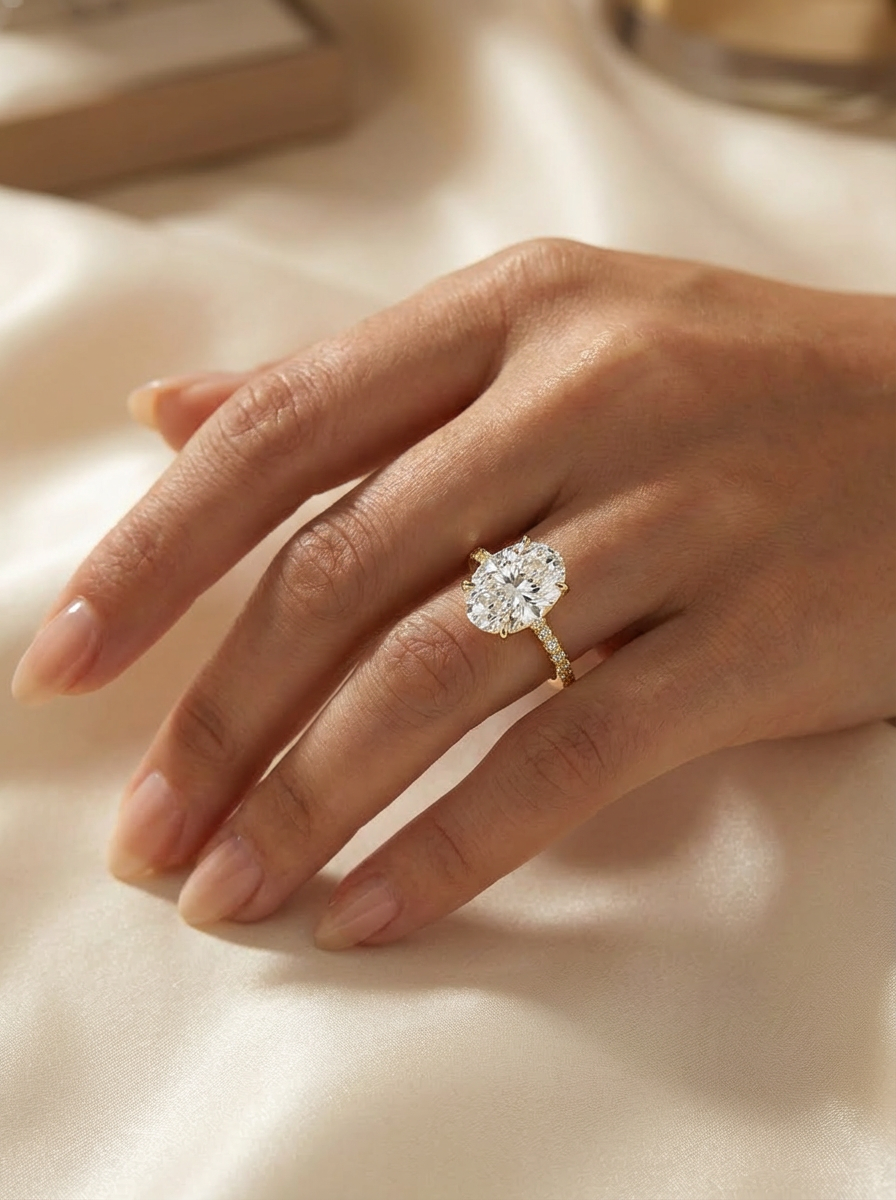 3.2CT Oval Cut Eternity Yüzük, Star taş kalitesi ile yüksek parlaklık ve netlik sunan muhteşem bir tasarım.