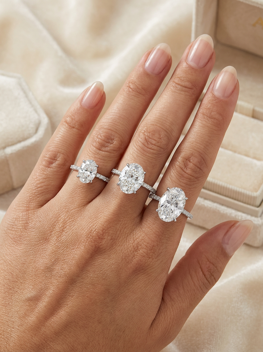 Yüzüğün yan taşlarının ışıltısı, 2.3CT Oval Cut Eternity Yüzük için zarafet katıyor.