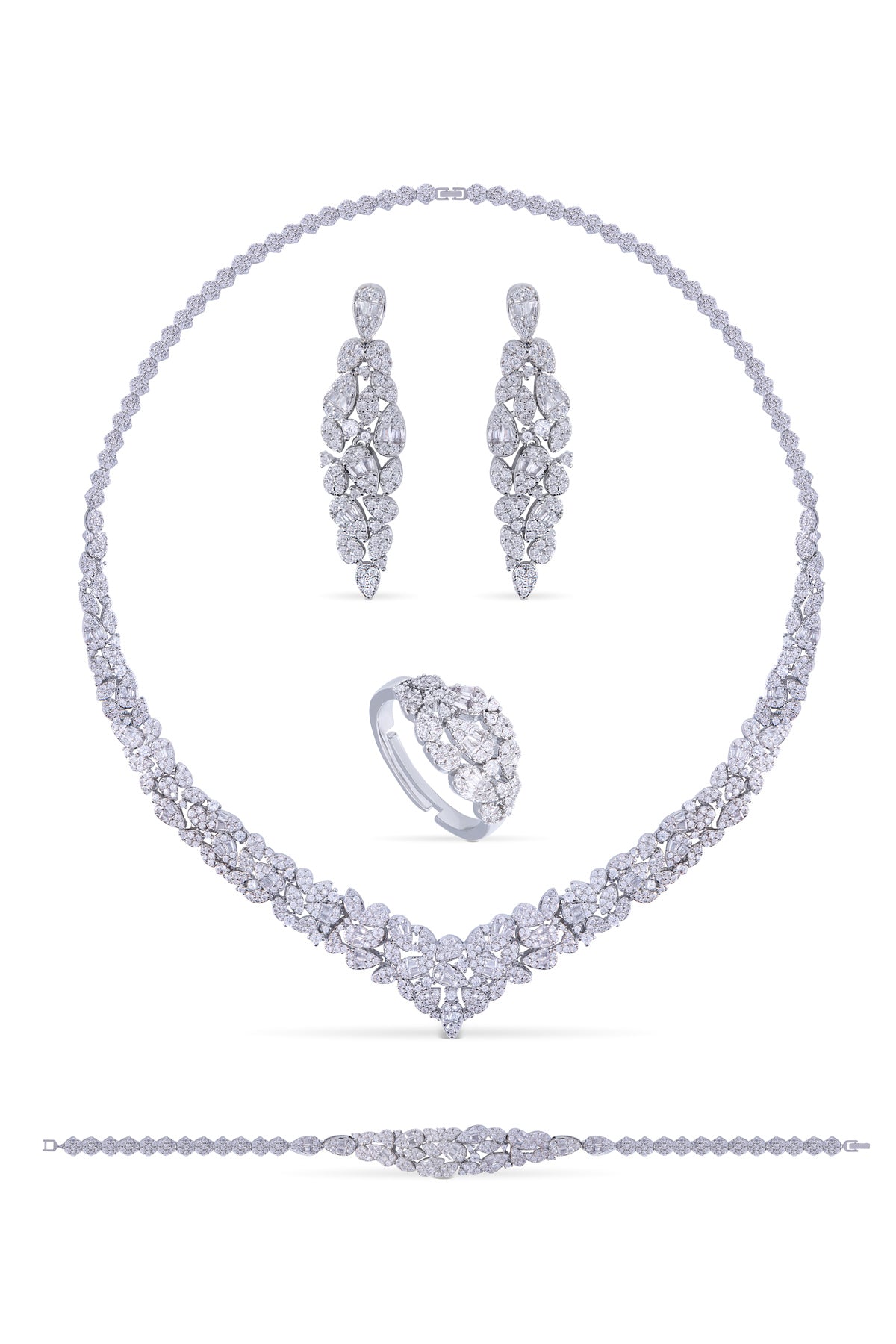 Zirella Kolye - Küpe - Bileklik - Yüzük Set