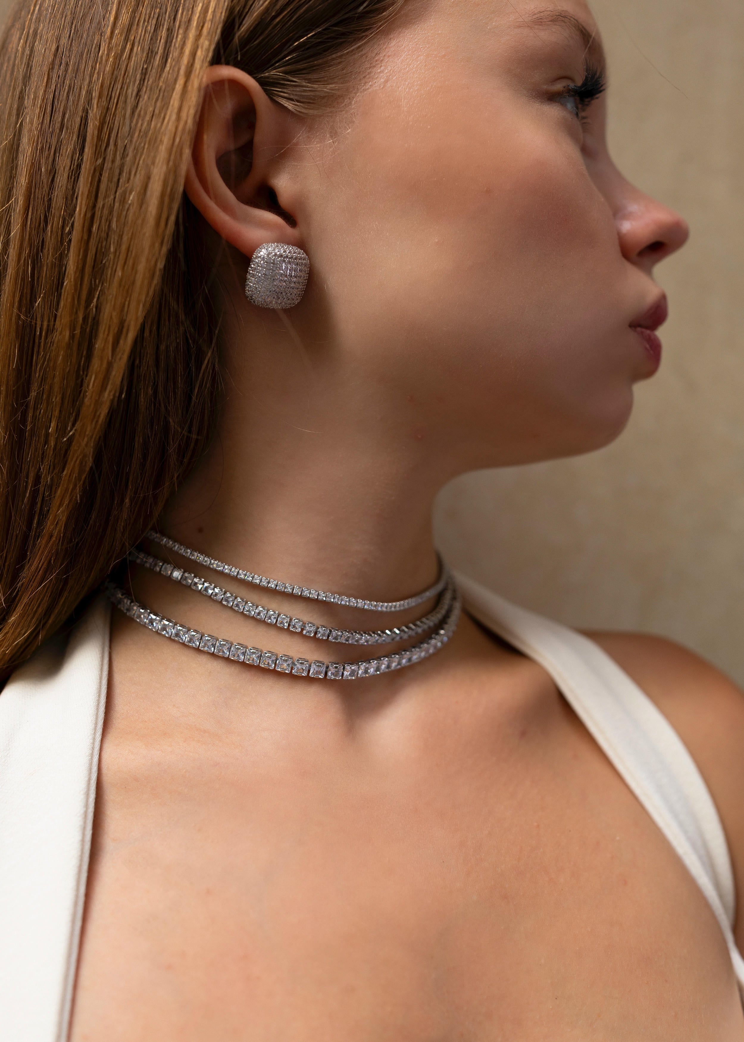 4MM | Choker Princess Cut Su Yolu Kolye | Luxury Jewelry by Atelier Duygu.