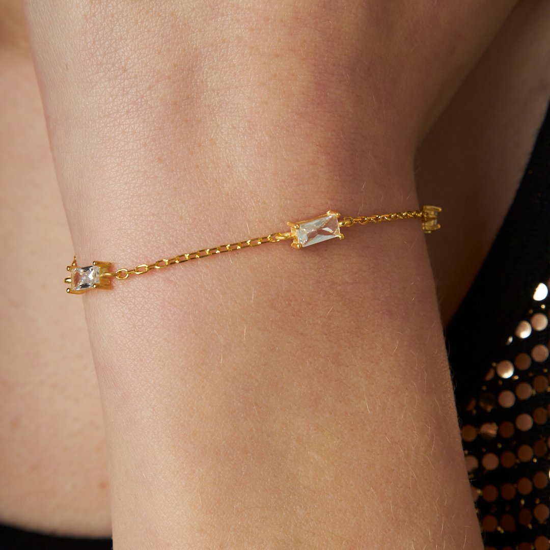 Baguette Bracelet with Three Stones