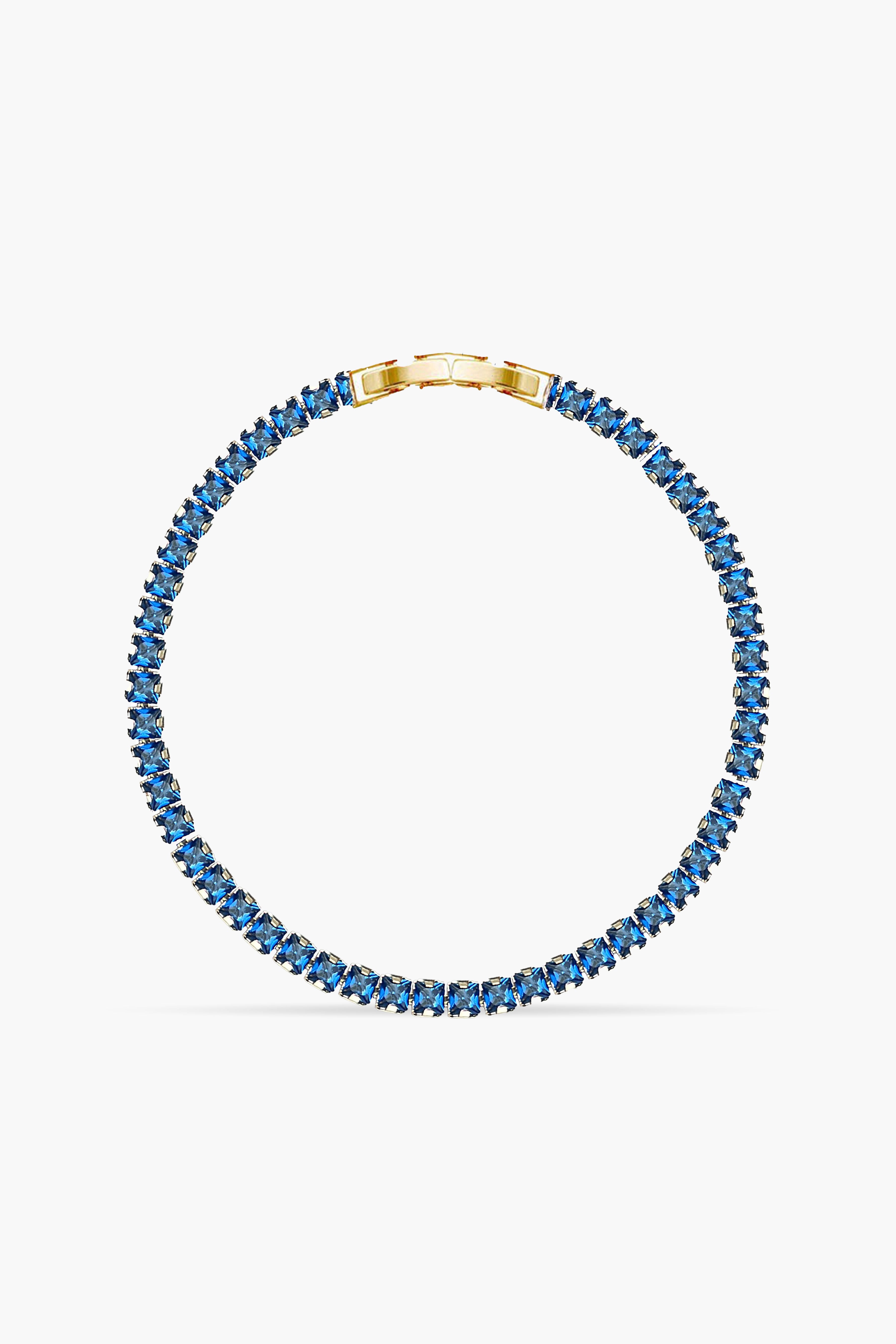 3MM | Navy Blue Princess Cut Bileklik |   Luxury Jewelry by  Atelier Duygu.