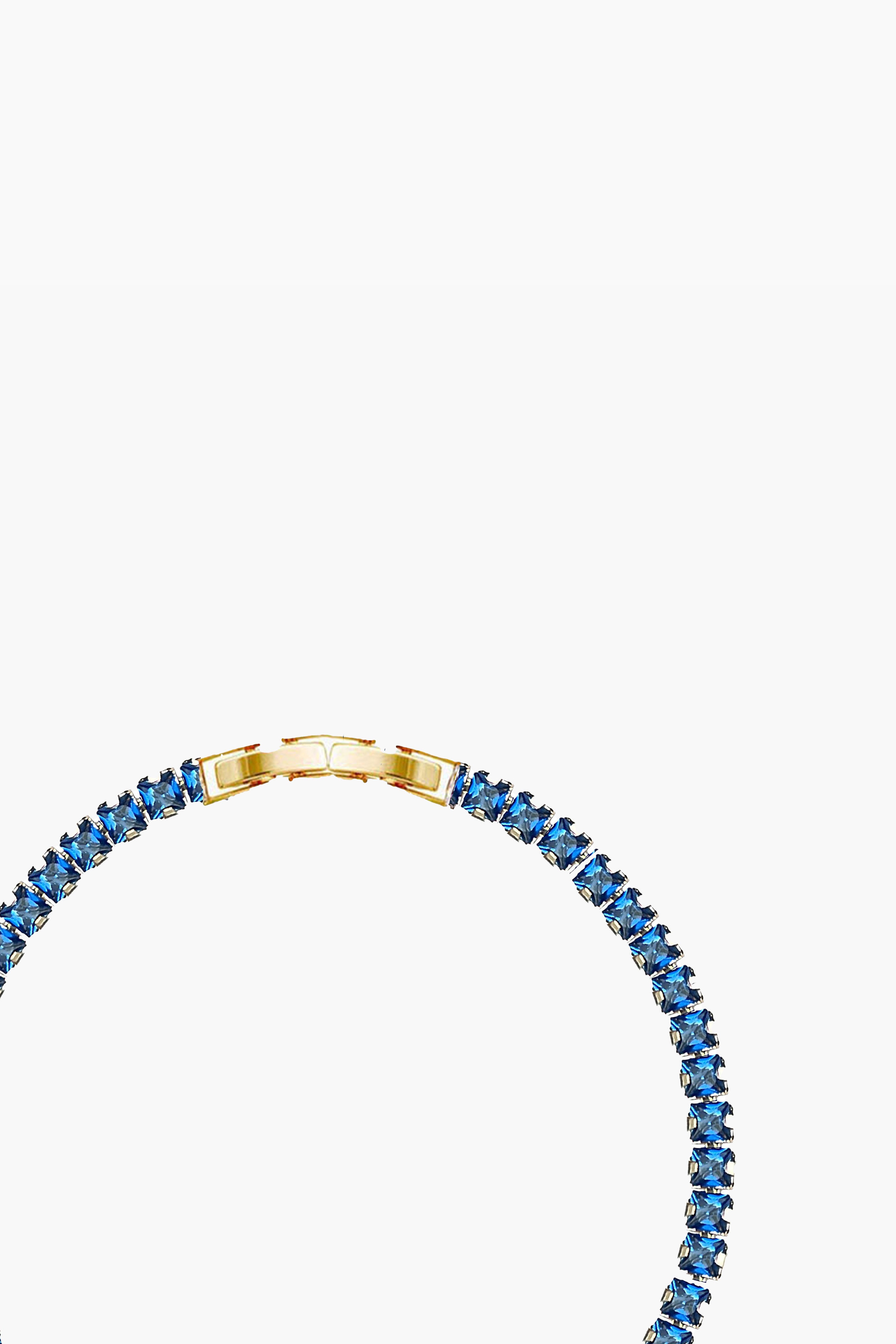 3MM | Navy Blue Princess Cut Bileklik |   Luxury Jewelry by  Atelier Duygu.