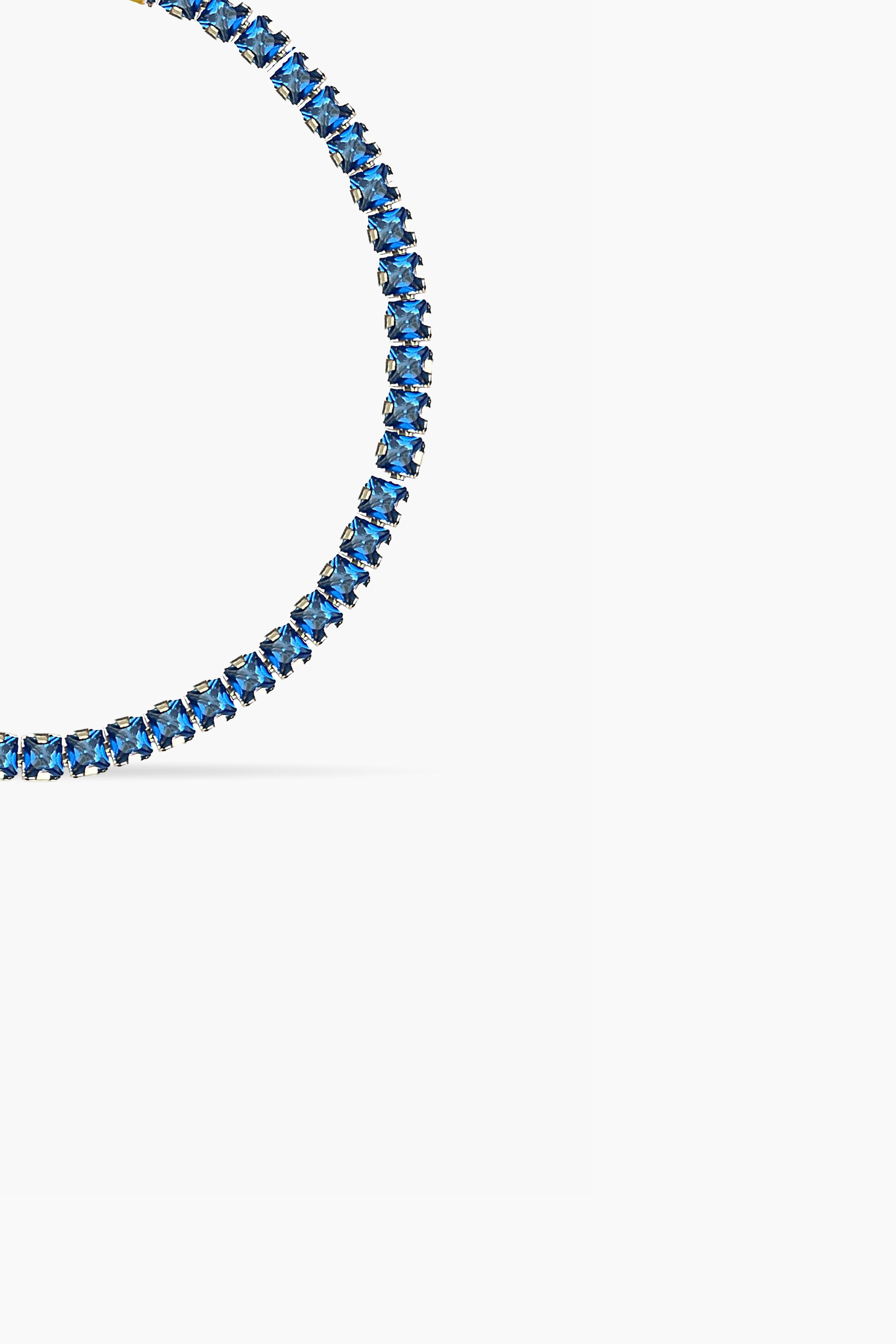 3MM | Navy Blue Princess Cut Bileklik |   Luxury Jewelry by  Atelier Duygu.