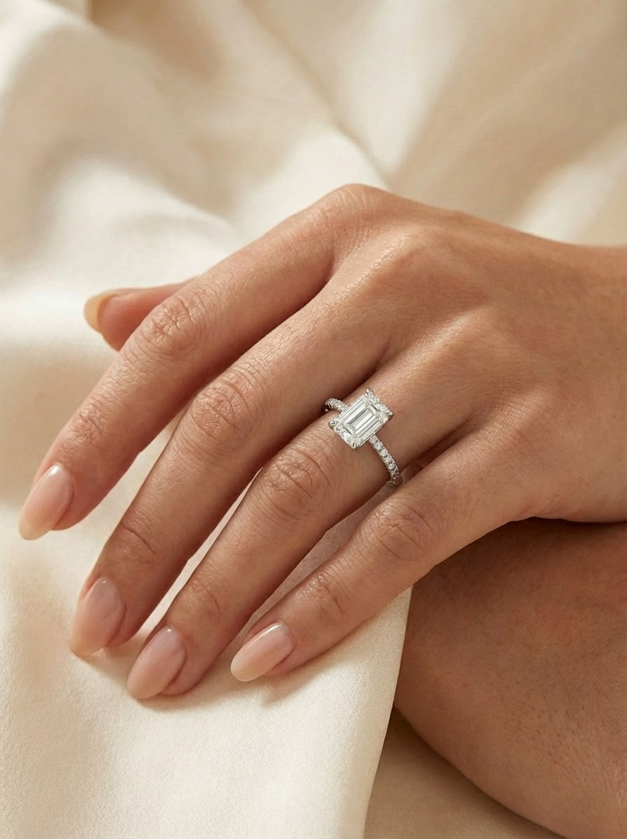 1.6CT | Emerald Cut Eternity Yüzük