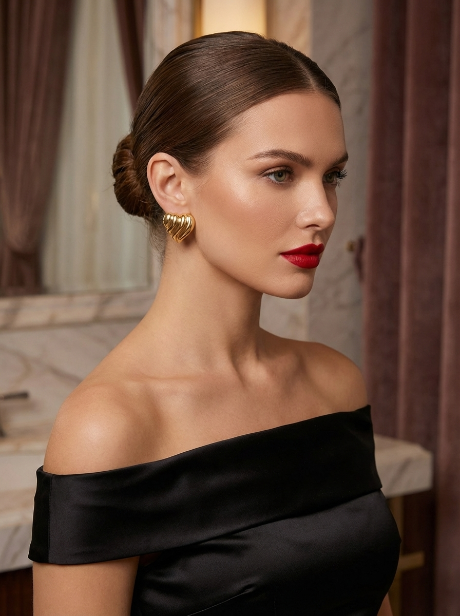 Love Küpe, hacimli yüzeyi ve akışkan hatları ile dikkat çekici, gündelik şıklık ve özel davetler için mükemmel bir kadın küpe modeli.