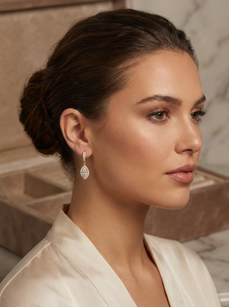 Carol Küpe, şık ve zarif sallantılı küpe formu ile günlük ve özel günler için ideal bir aksesuar, modern şıklığı sergiliyor.