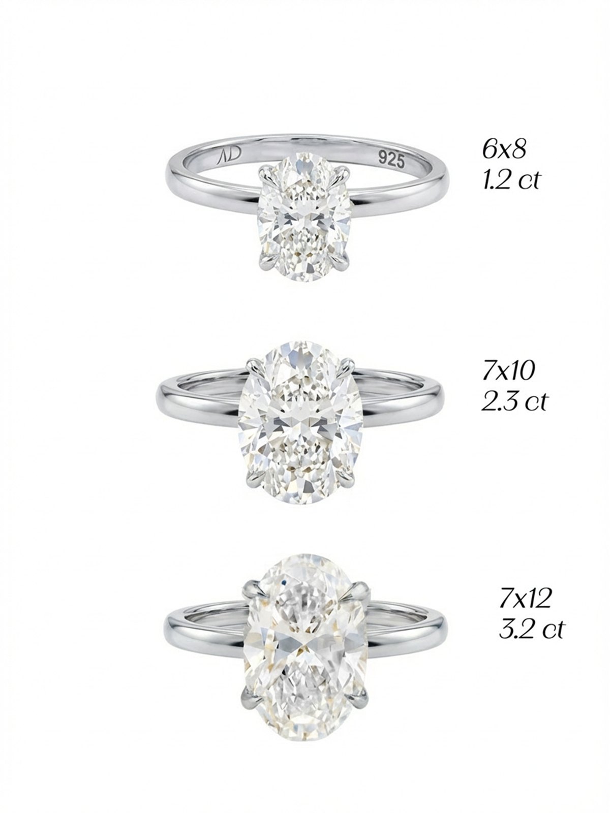 Özel günler için mükemmel seçim: 3.2CT Oval Cut Yüzük, 925 ayar gümüş ile klasik tek taş zarafetini modern yorumla sunuyor.