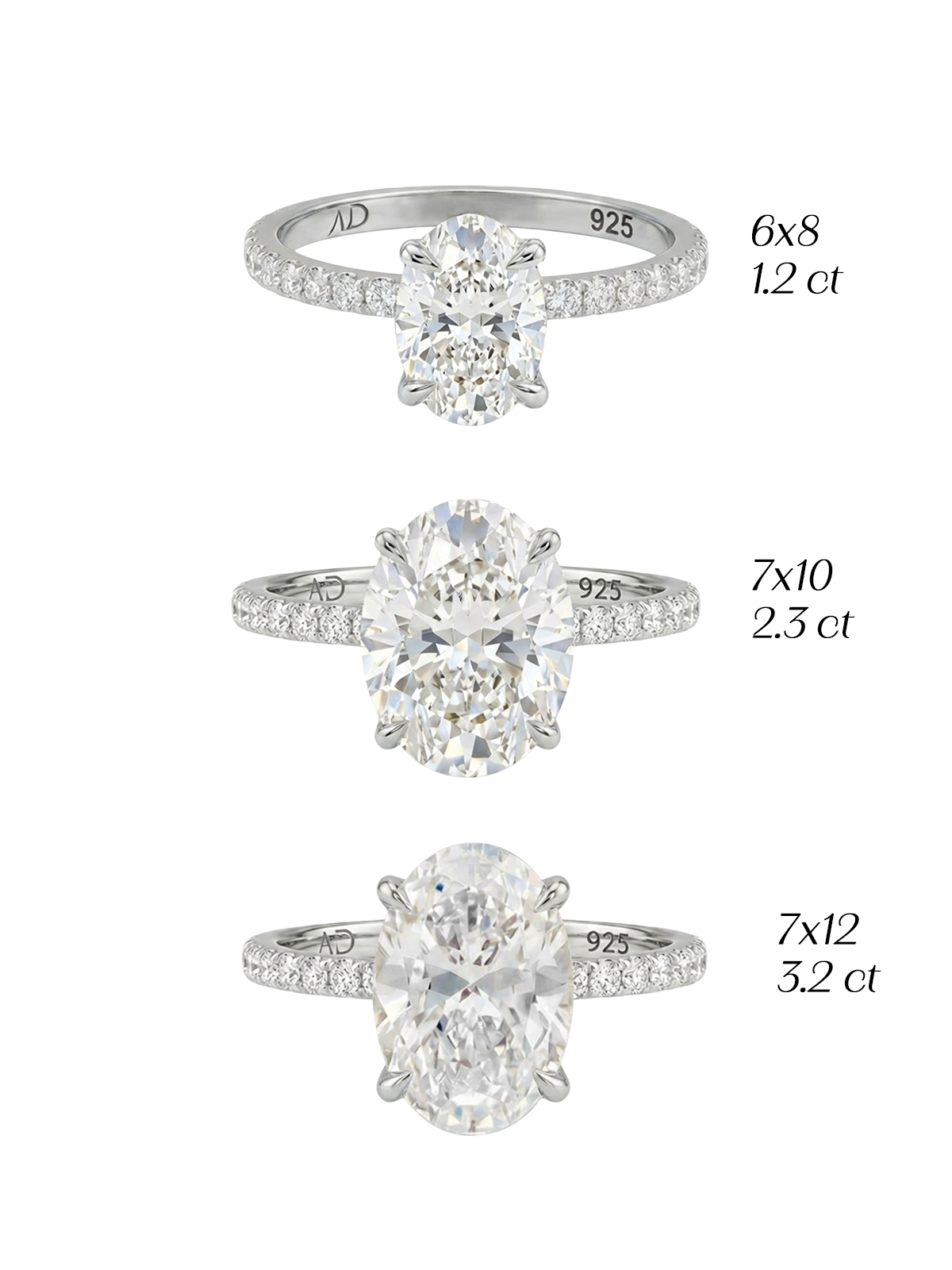Farklı renk seçenekleriyle sunulan 2.3CT Oval Cut Eternity Yüzük, stilinize ışıltı katıyor.