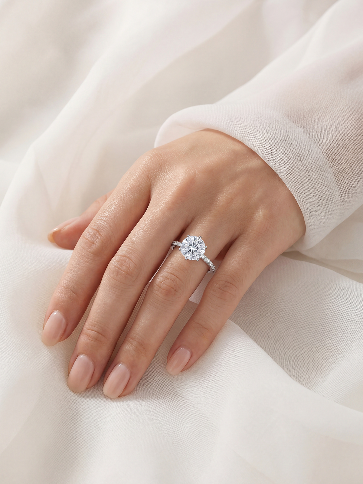 3.0CT | 6 Tırnak Kolu Taşlı Tektaş Yüzük