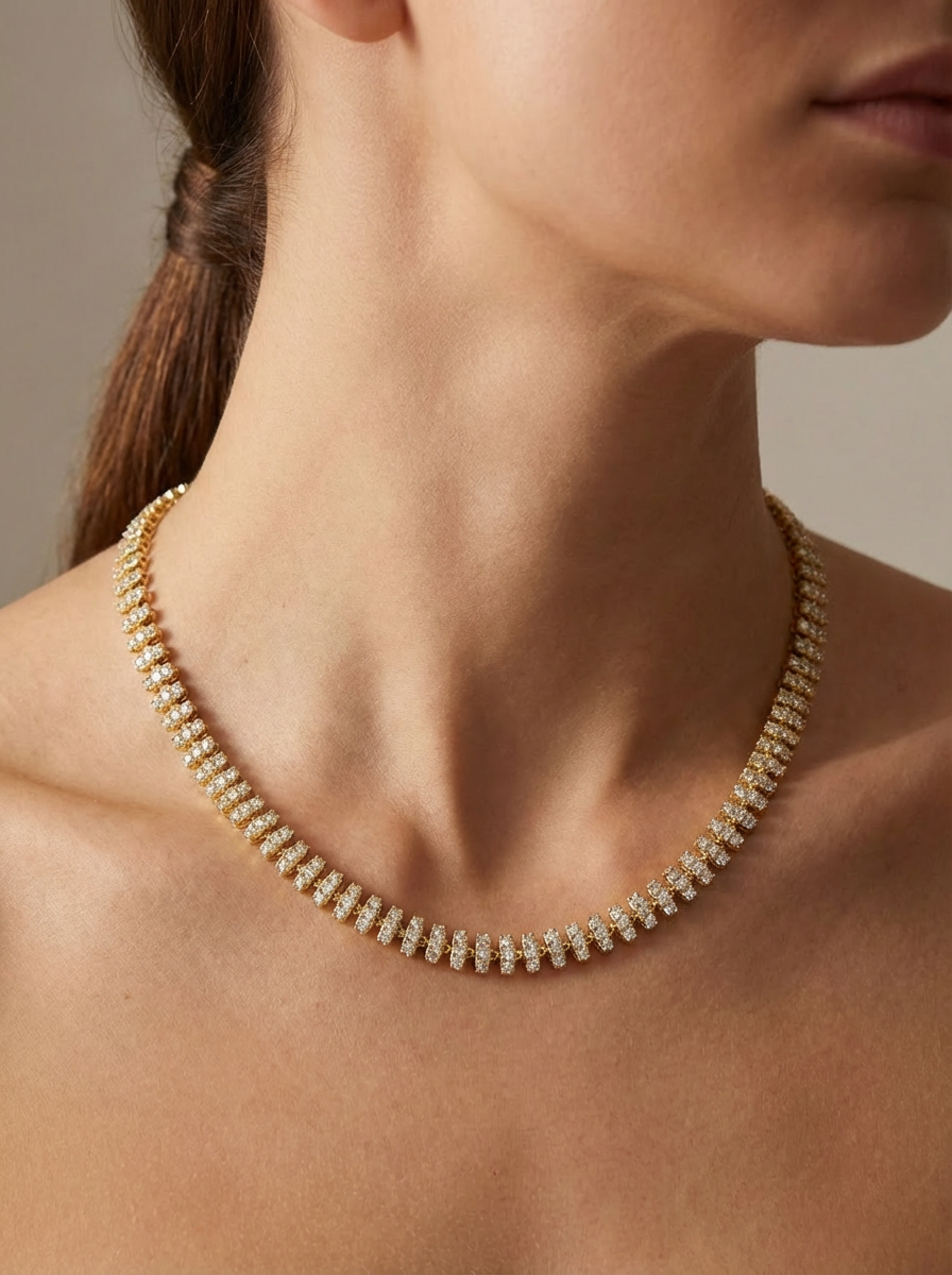 Ivana Gold Cast Tennis Necklace