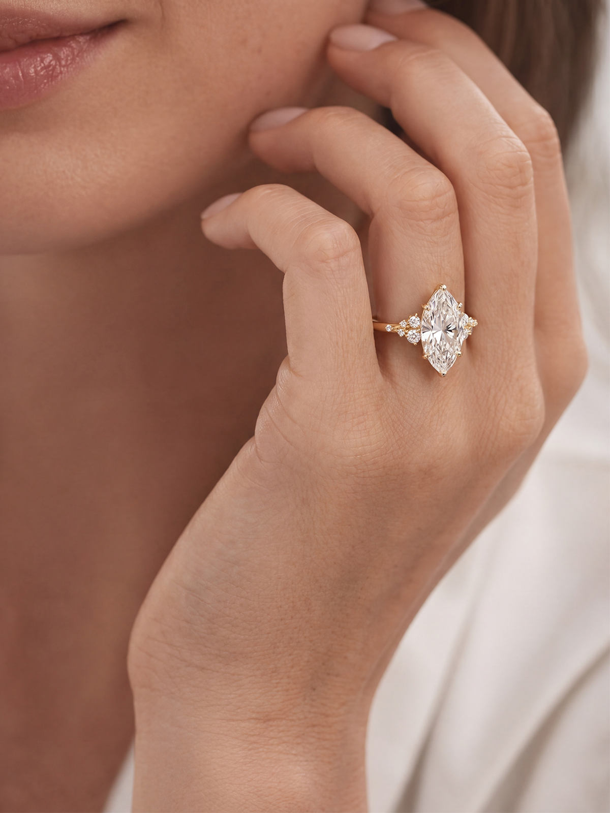 2.33CT Markiz Kesim Cluster Tektaş Yüzük