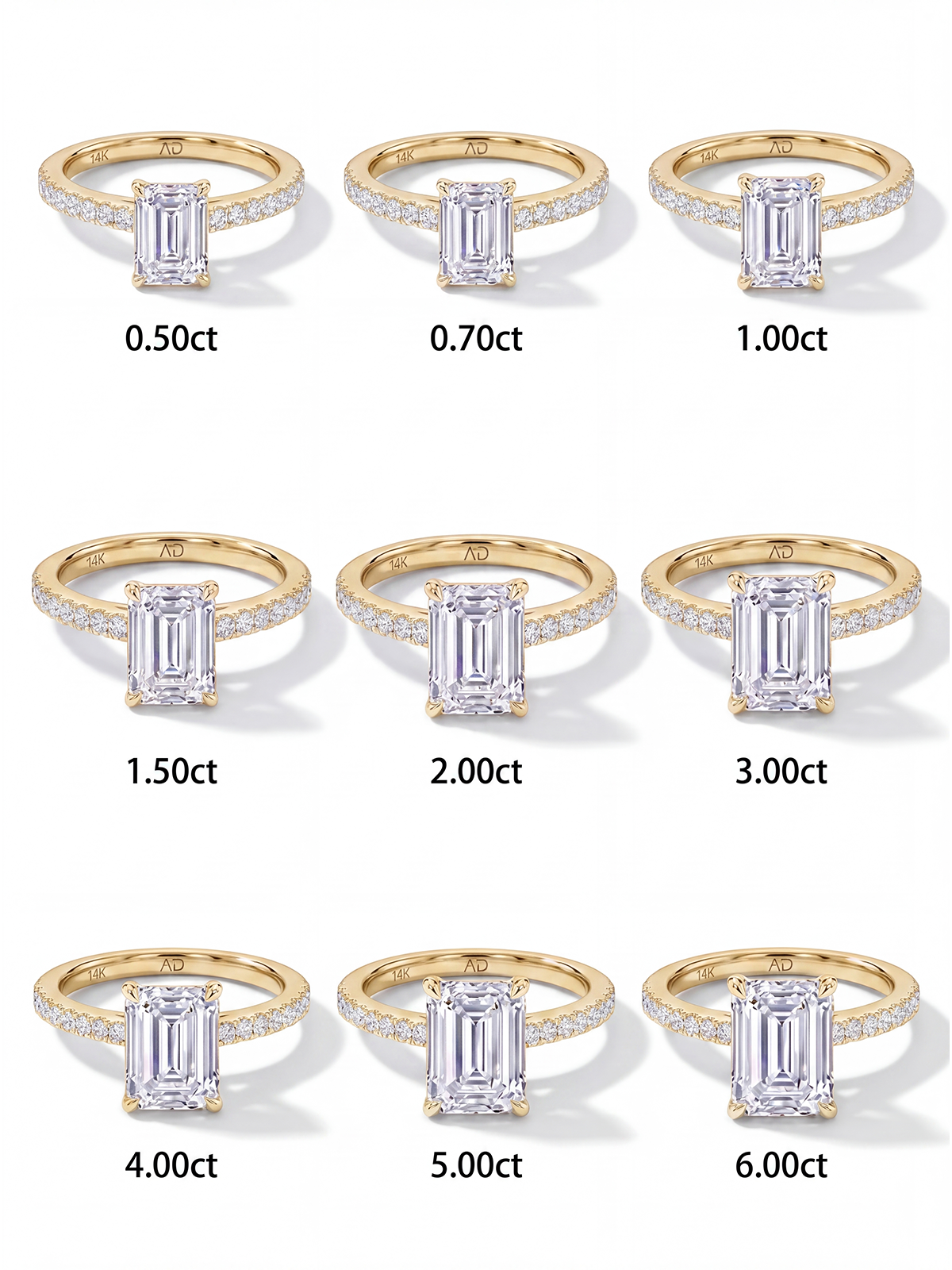 Emerald Kesim Kolu Taşlı Tektaş Yüzük