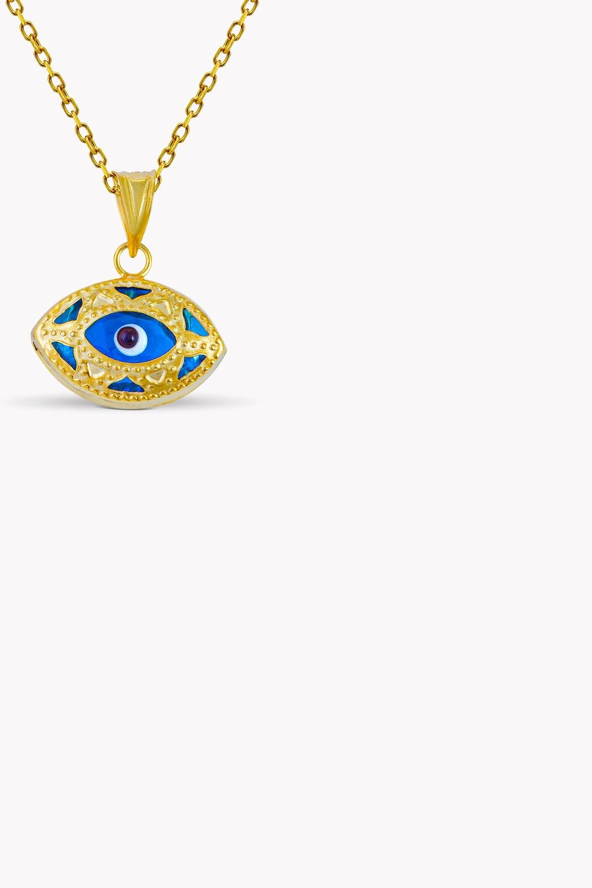 Blue Patterned Eye Necklace