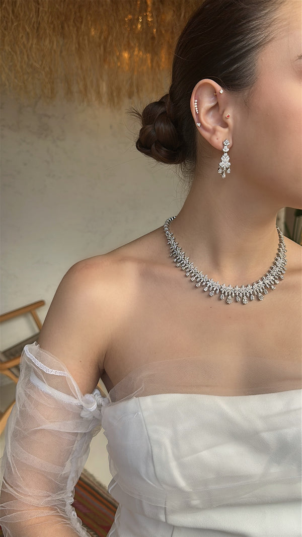 Ondine Kolye - Küpe - Bileklik - Yüzük Set