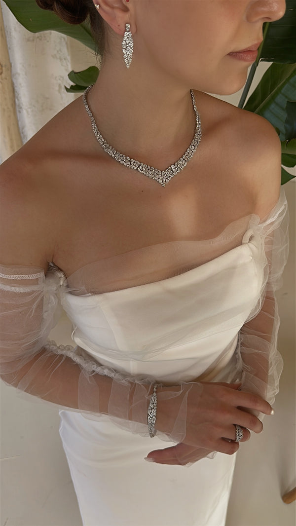 Zirella Kolye - Küpe - Bileklik - Yüzük Set