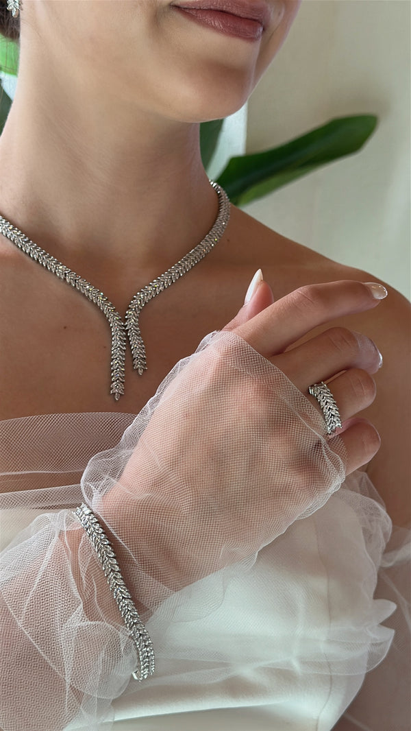 Chiara Kolye - Küpe - Bileklik - Yüzük Set