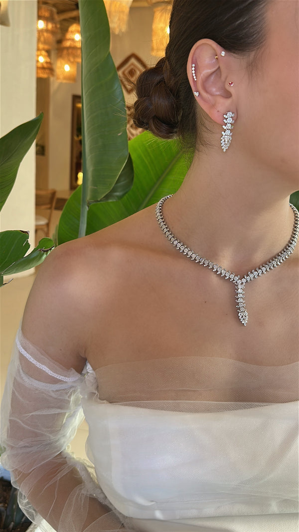 Calire Kolye - Küpe - Bileklik - Yüzük Set