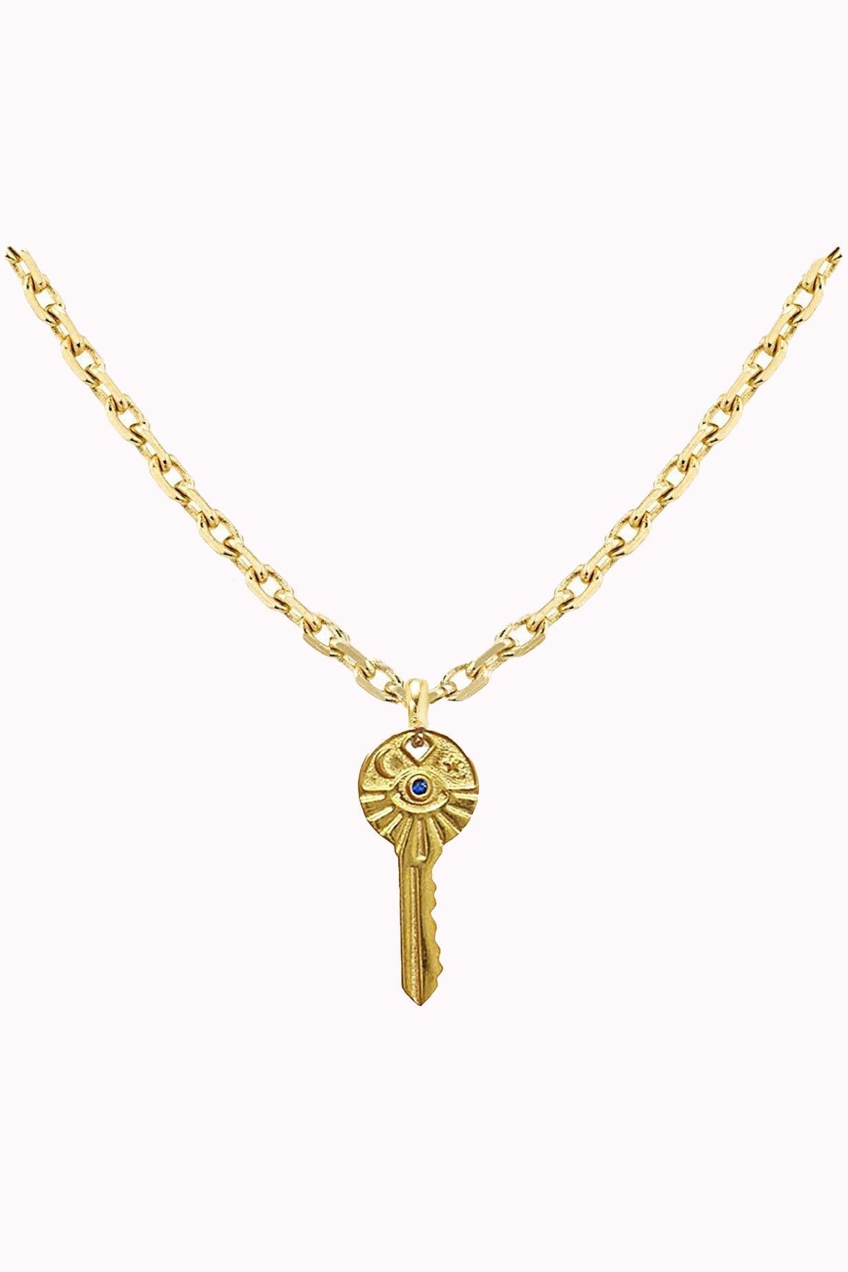 Key Evil Eye Bead Chain Necklace