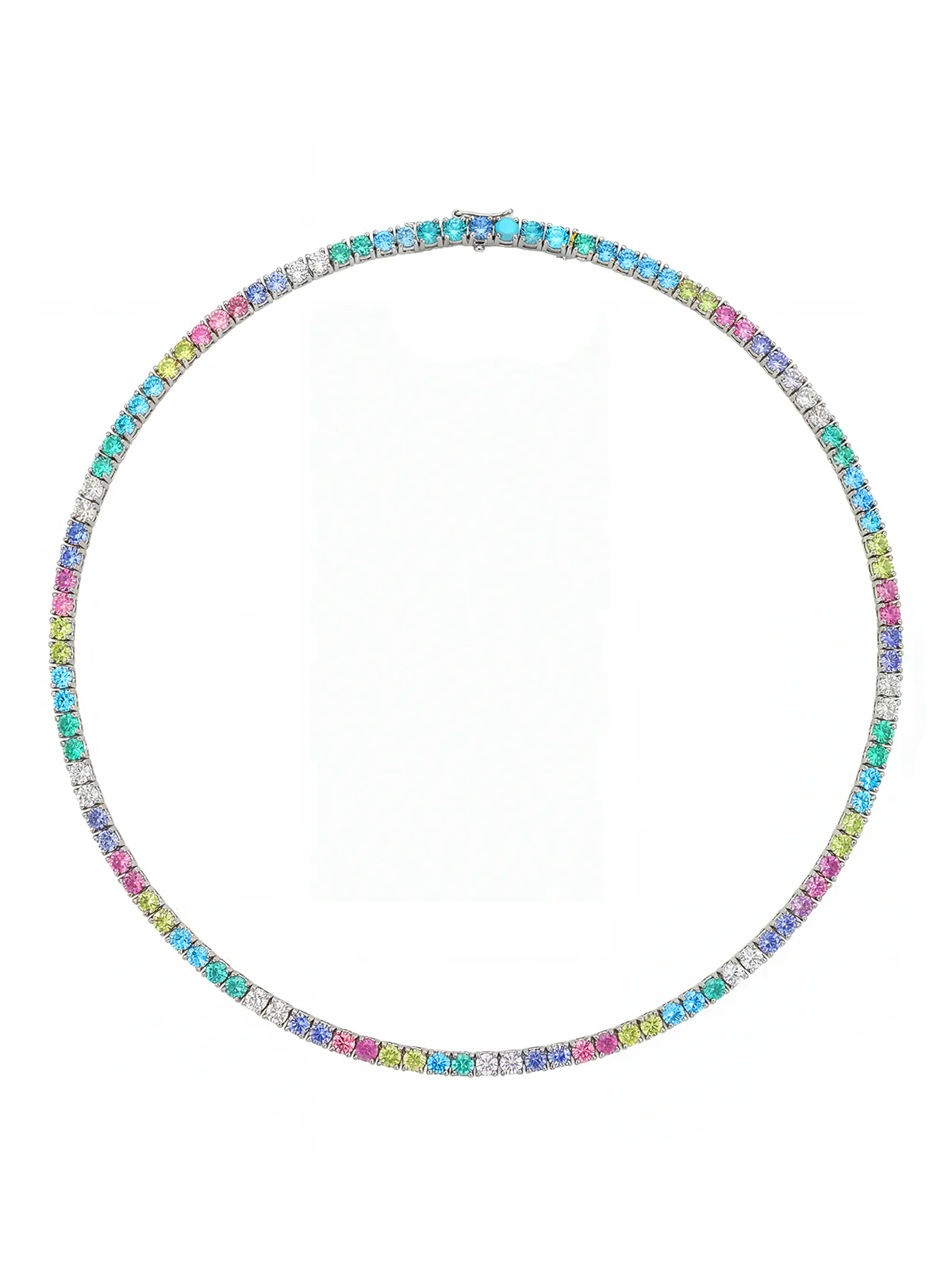 Rainbow Cast Tennis Necklace
