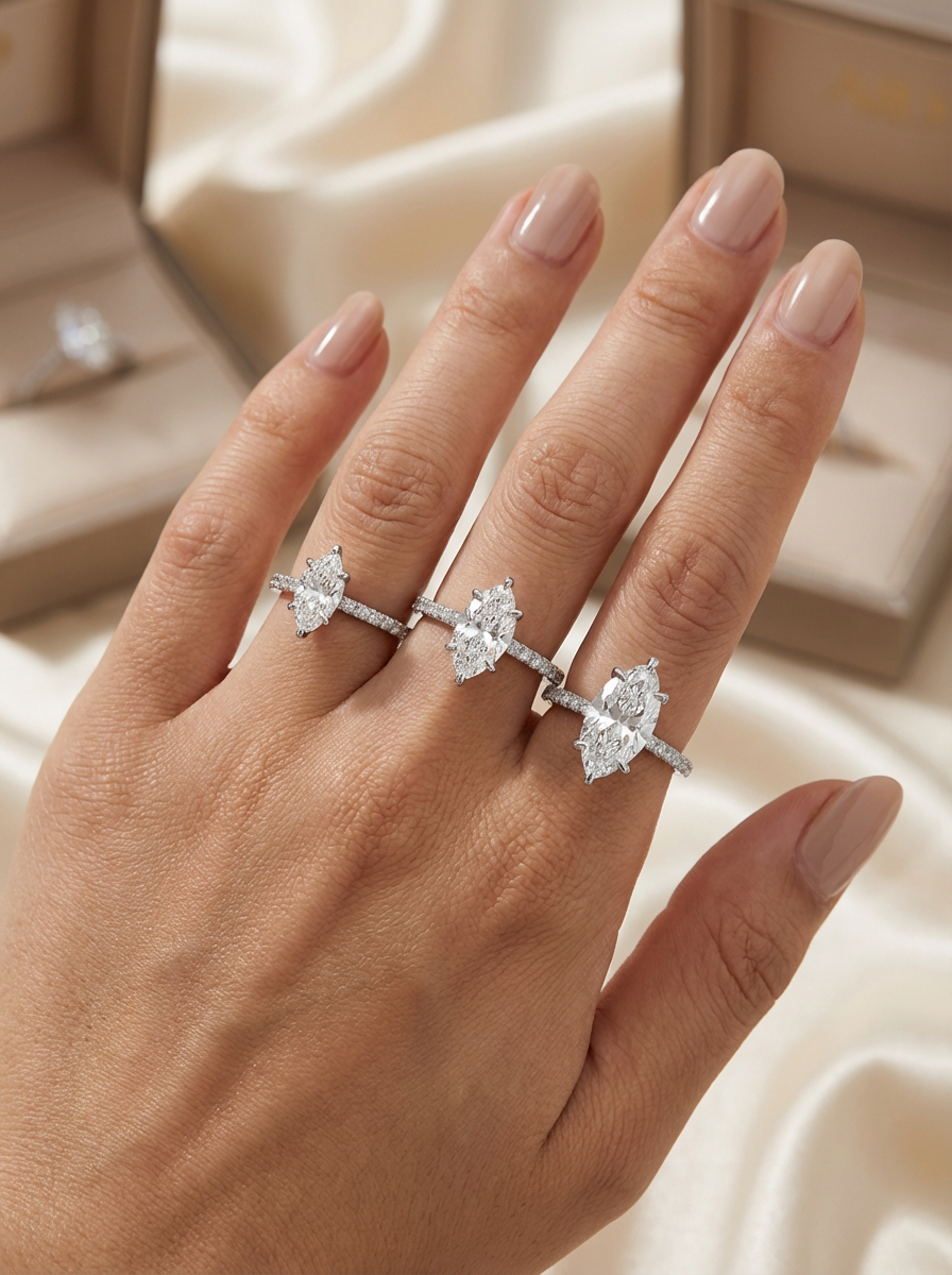 0.81CT | Markiz Kesim Kolu Taşlı Yüzük