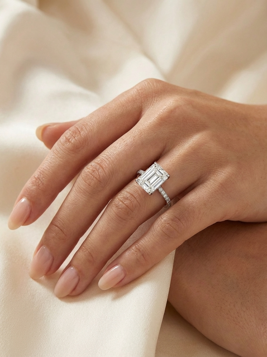 3.7CT | Emerald Cut Eternity Yüzük