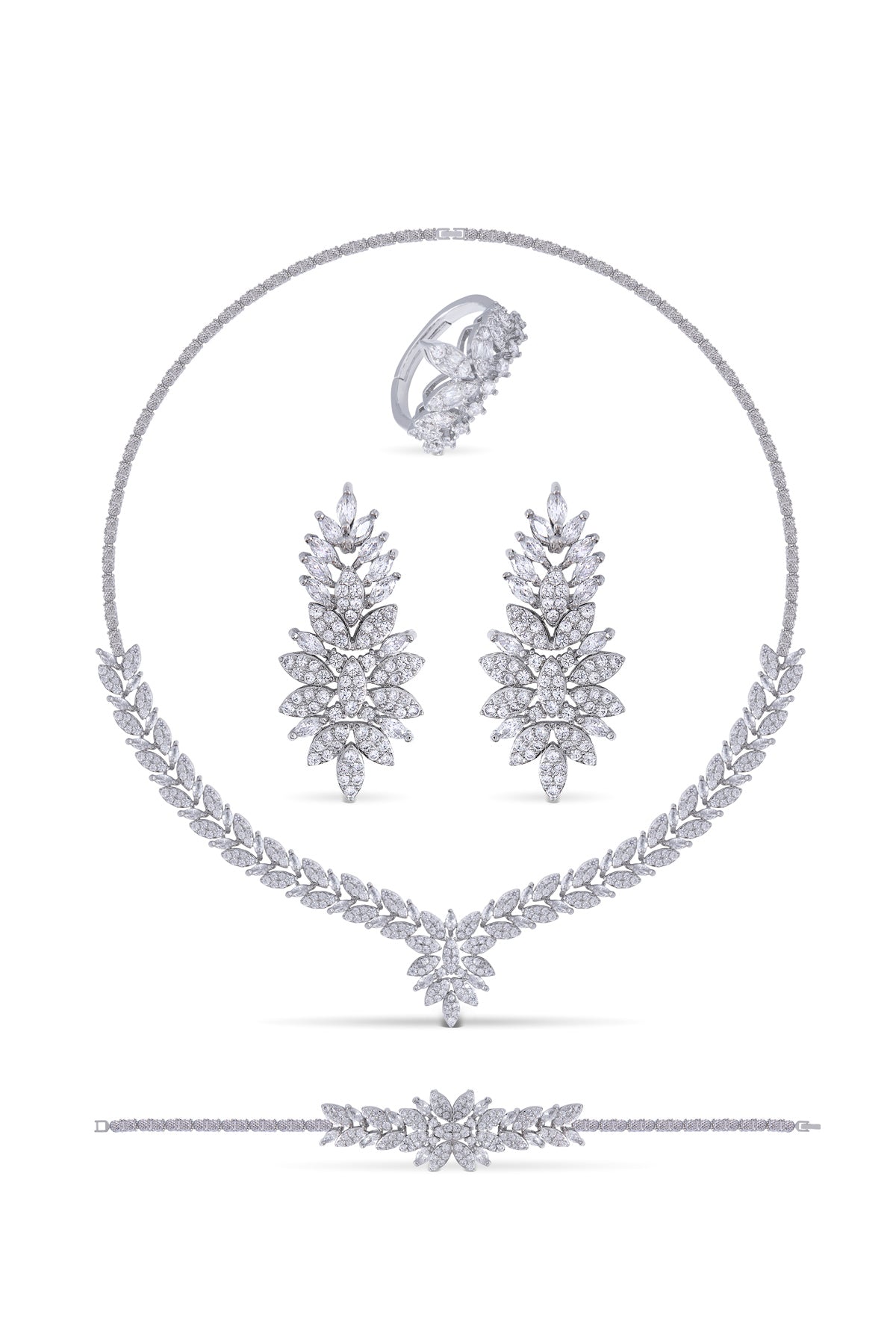 Belmora Kolye - Küpe - Bileklik - Yüzük Set