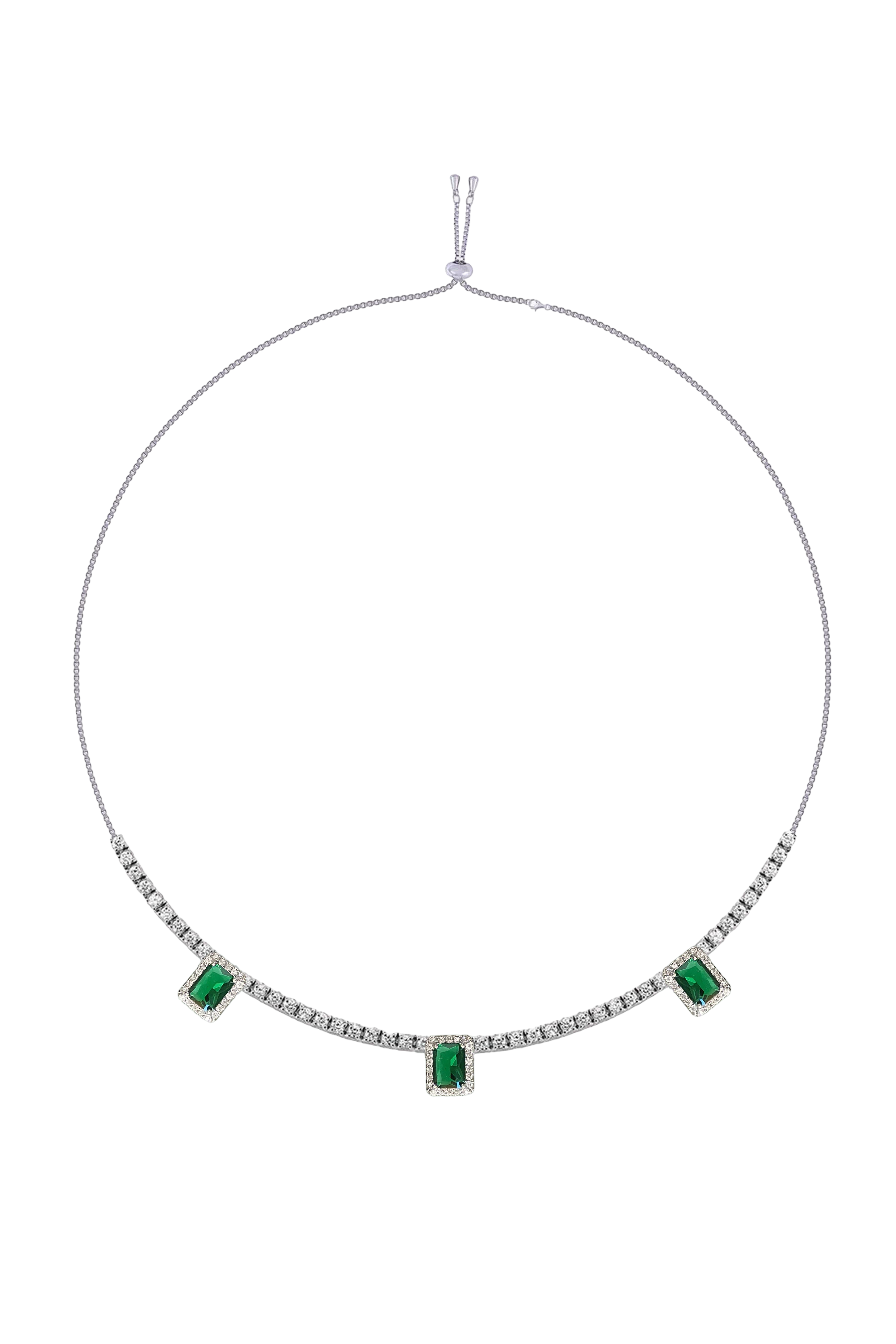 Green Baguette Choker Su Yolu Kolye