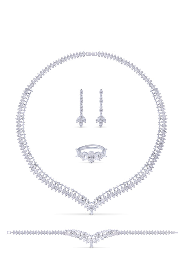 Francesca Kolye - Küpe - Bileklik - Yüzük Set