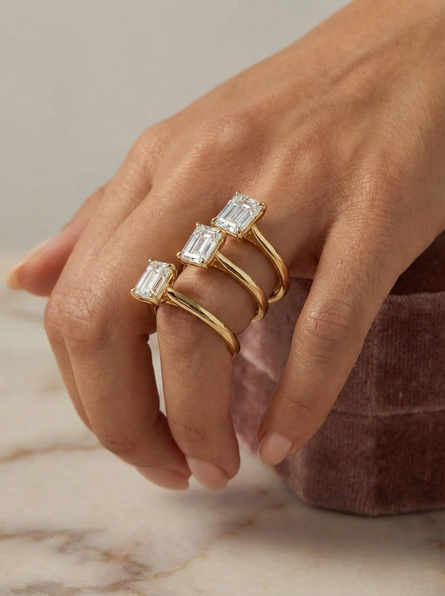 3.7CT | Emerald Cut Eternity Yüzük