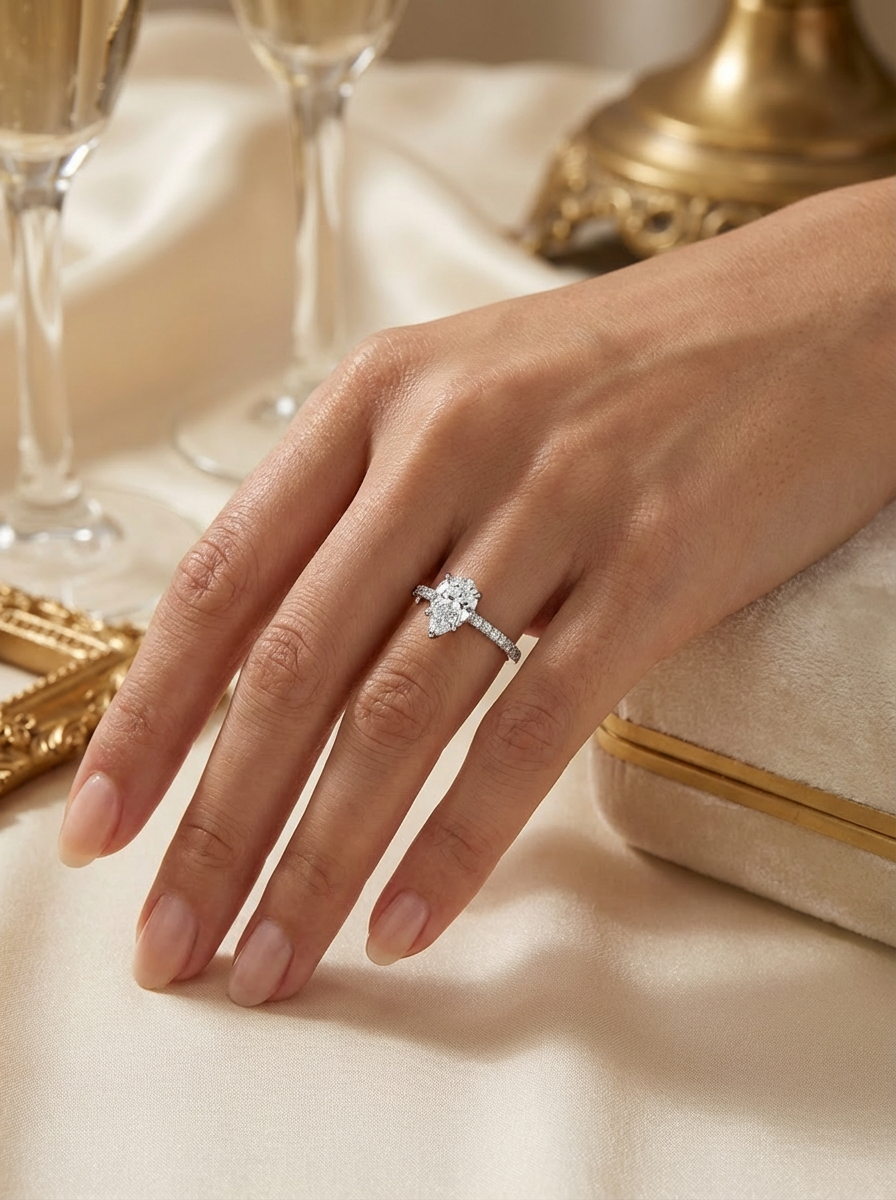 1.0CT | Pear Cut Eternity Yüzük