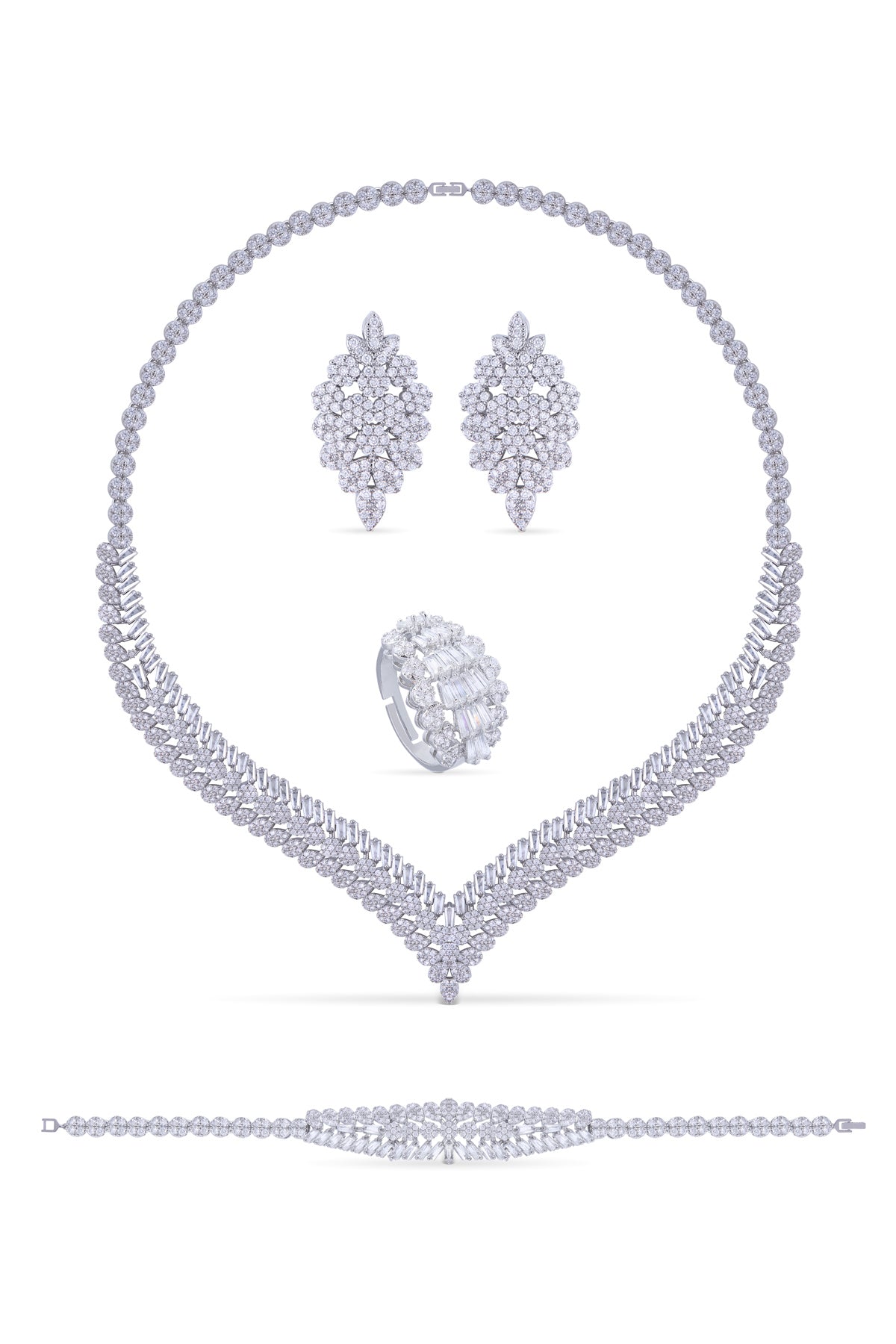 Isalya Kolye - Küpe - Bileklik - Yüzük Set
