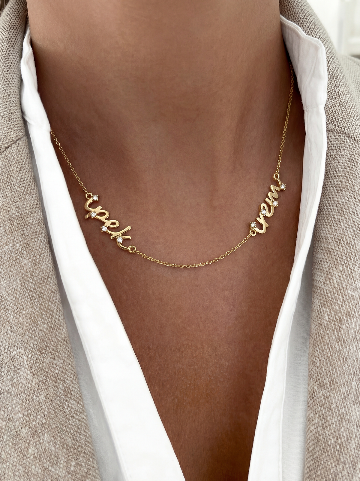 Valea Stone Embellished Name Necklace